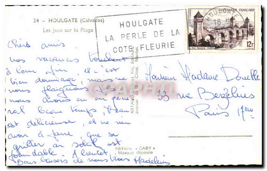 Houlgate (Calvados) — Les Jeux sur la Plage — Éditions Caby — Verso