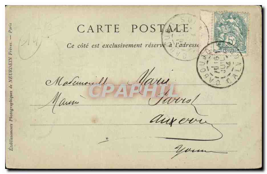 CAbourg CPA La plage et le casino — Rückseite