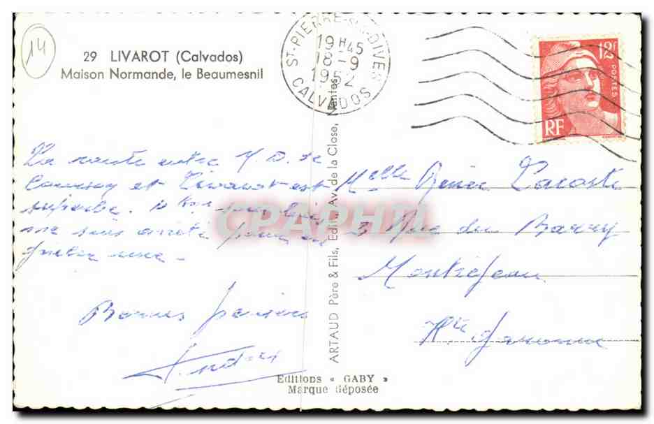 Livarot CPA Maison Normande Le beaumesnil (ane donkey) — Rückseite
