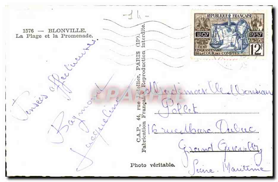 Blonville CPA La plage et la promenade — Verso