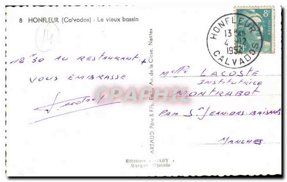 Honfleur — Le vieux bassin — Éditions Gaby, n° H 6766 — Verso