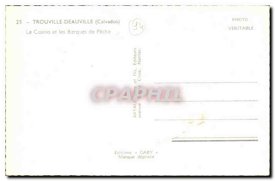 Trouville-Deauville — Le Casino et les Barques de Pêche — Éditions Gaby — Verso