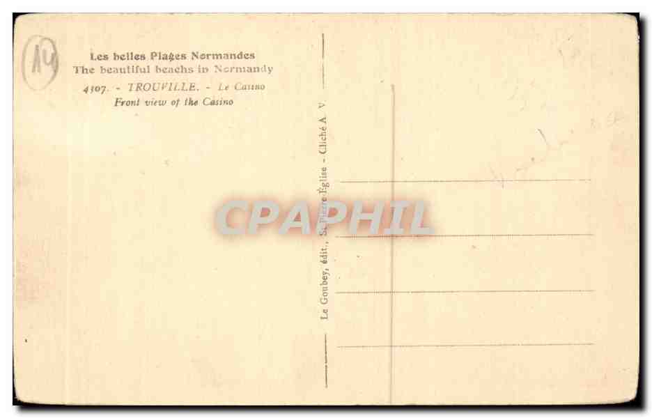 Trouville - Les belle plages Normandes - Trouville Le Casino - CPA  — Verso