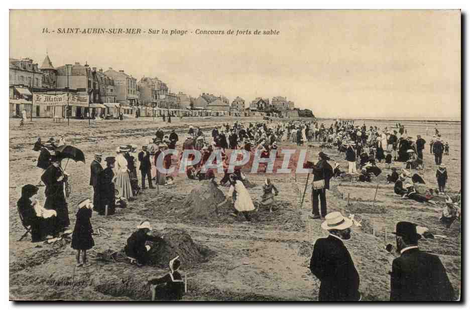 SAINT-AUBIN-SUR-MER — Sur la plage — Concours de forts de sable — Éditeur : Le Matin
