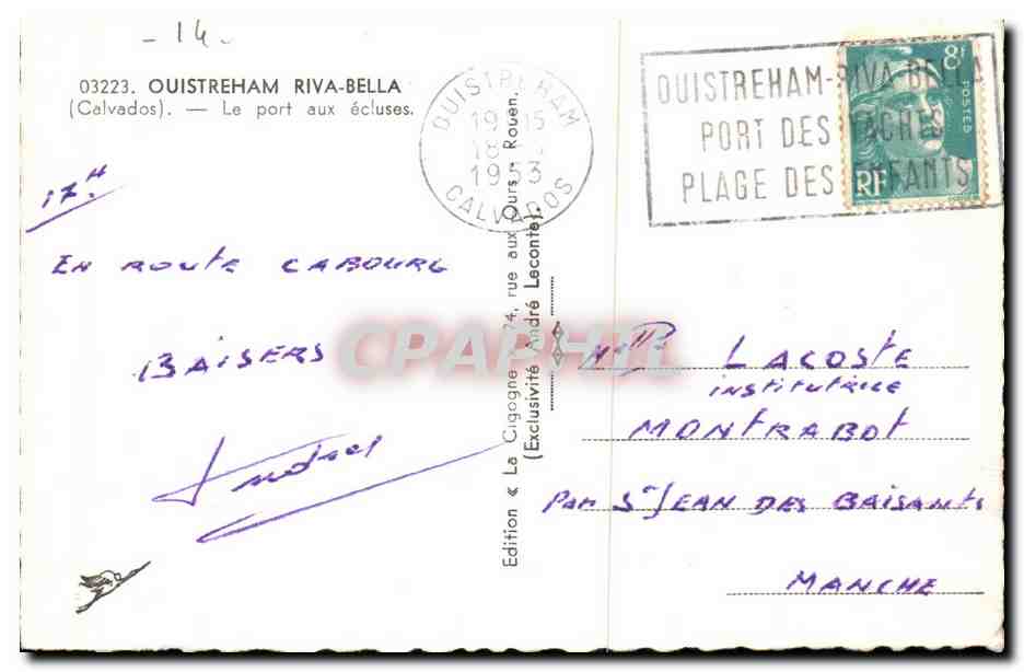 Le port aux écluses à Ouistreham — La Cigogne, édition André Leconte — Reverso