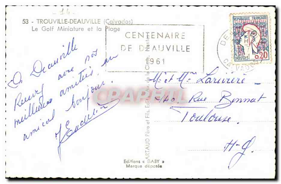 Trouville - Deauville - Le Golf Miniature et la Plage CPA  — Verso