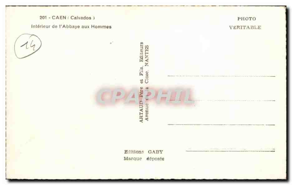 Caen - L'Abbaye aux Hommes - CPA  — Verso