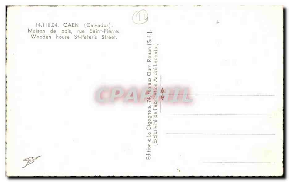 Caen - Maison du Bois rue Saint Pierre - CPA  — Verso