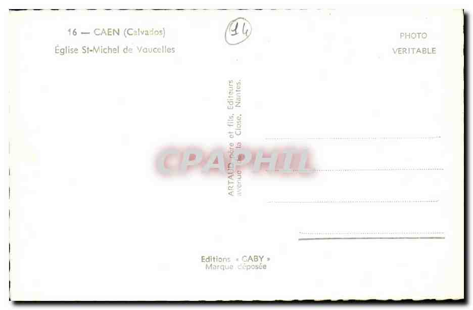 Caen - Eglise Saint Michel de Vaucelles - CPA  — Verso