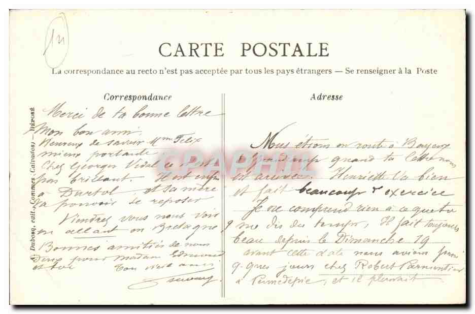 Vierville sur Mer CPA Le Vaumicel (cochons) — Verso