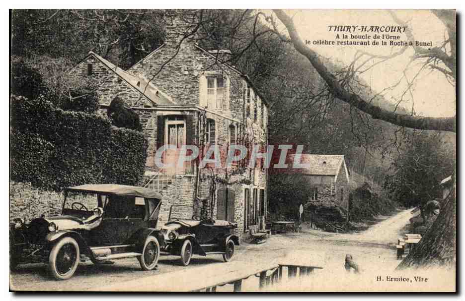 Thury Harcourt CPA A la bouche de l'orne le celebre restaurant de la roche a Bunel (automobile)