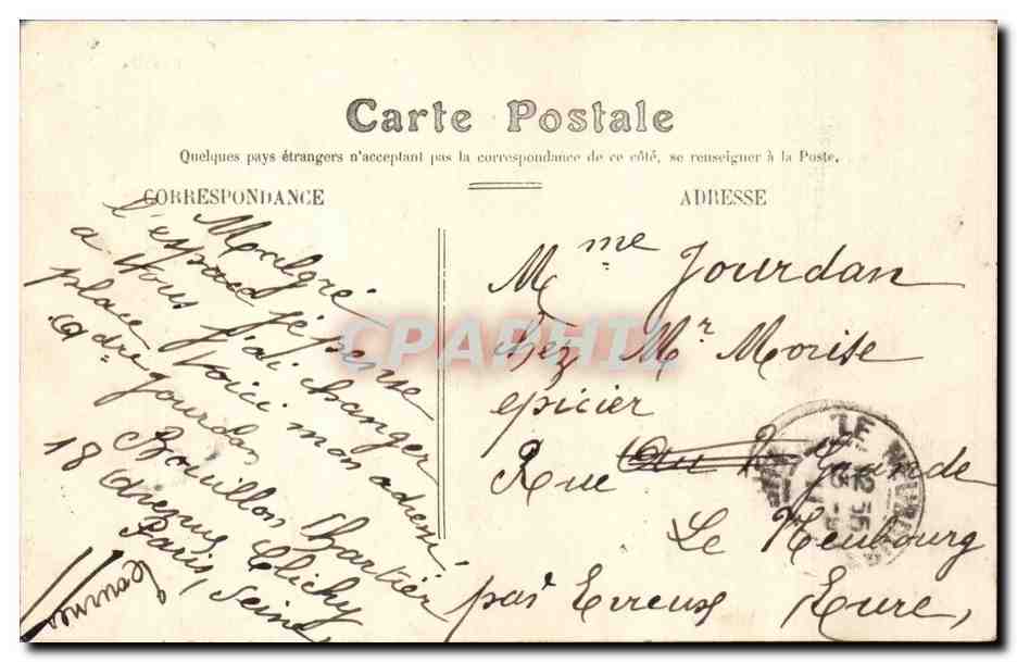 Paris CPA Gare de Courcelles Levallois — Verso