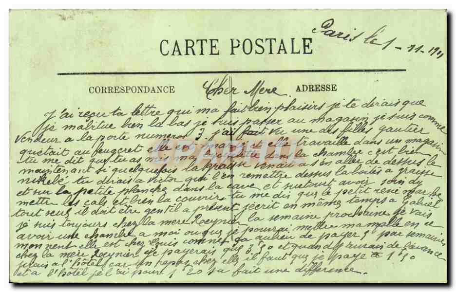 Paris CPA Gare de Saint ouen — Verso