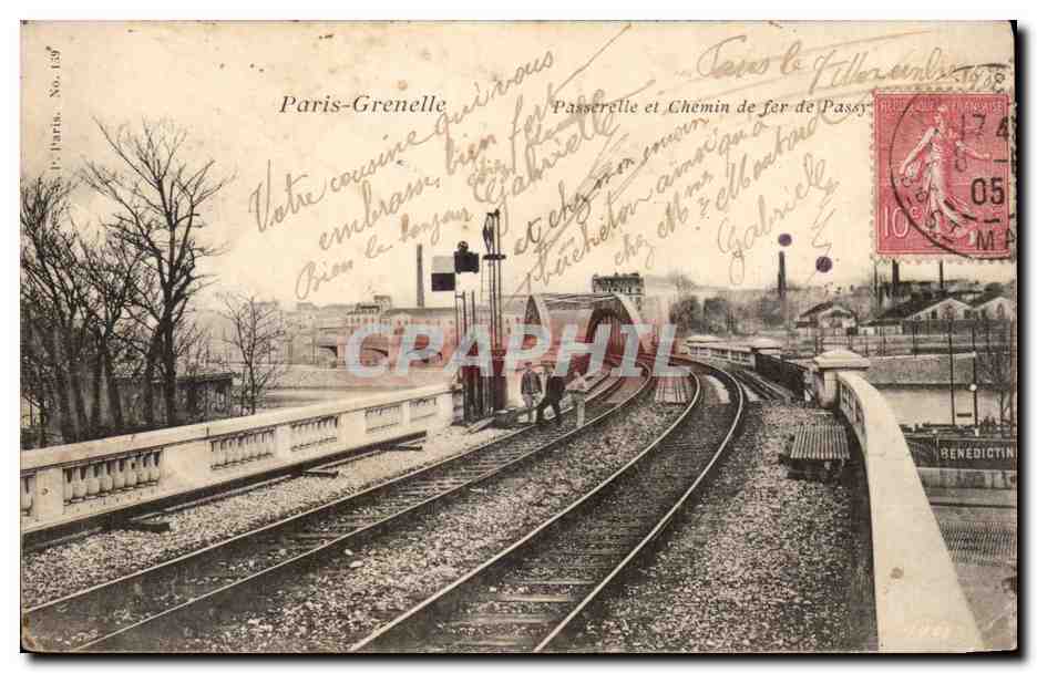 Paris Grenelle CPA Passerelle et chemin de fer de Passy