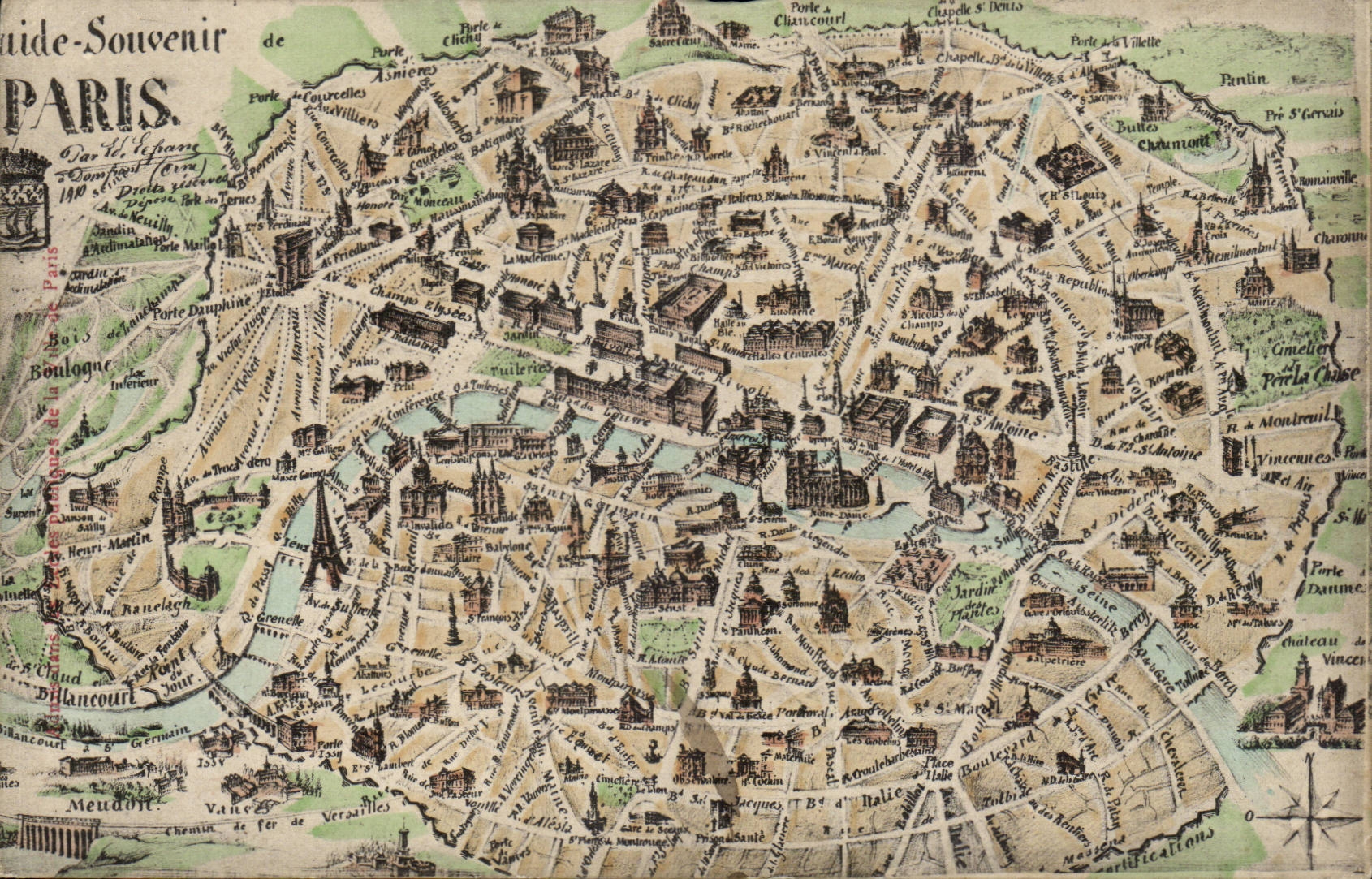 Paris CPA Aide souvenir (plan)