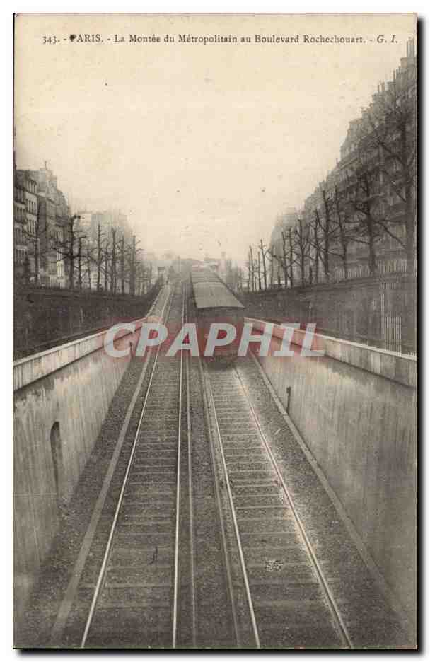 Paris CPA La montee du Metropolitain au boulevard Rochechouart (Metro)