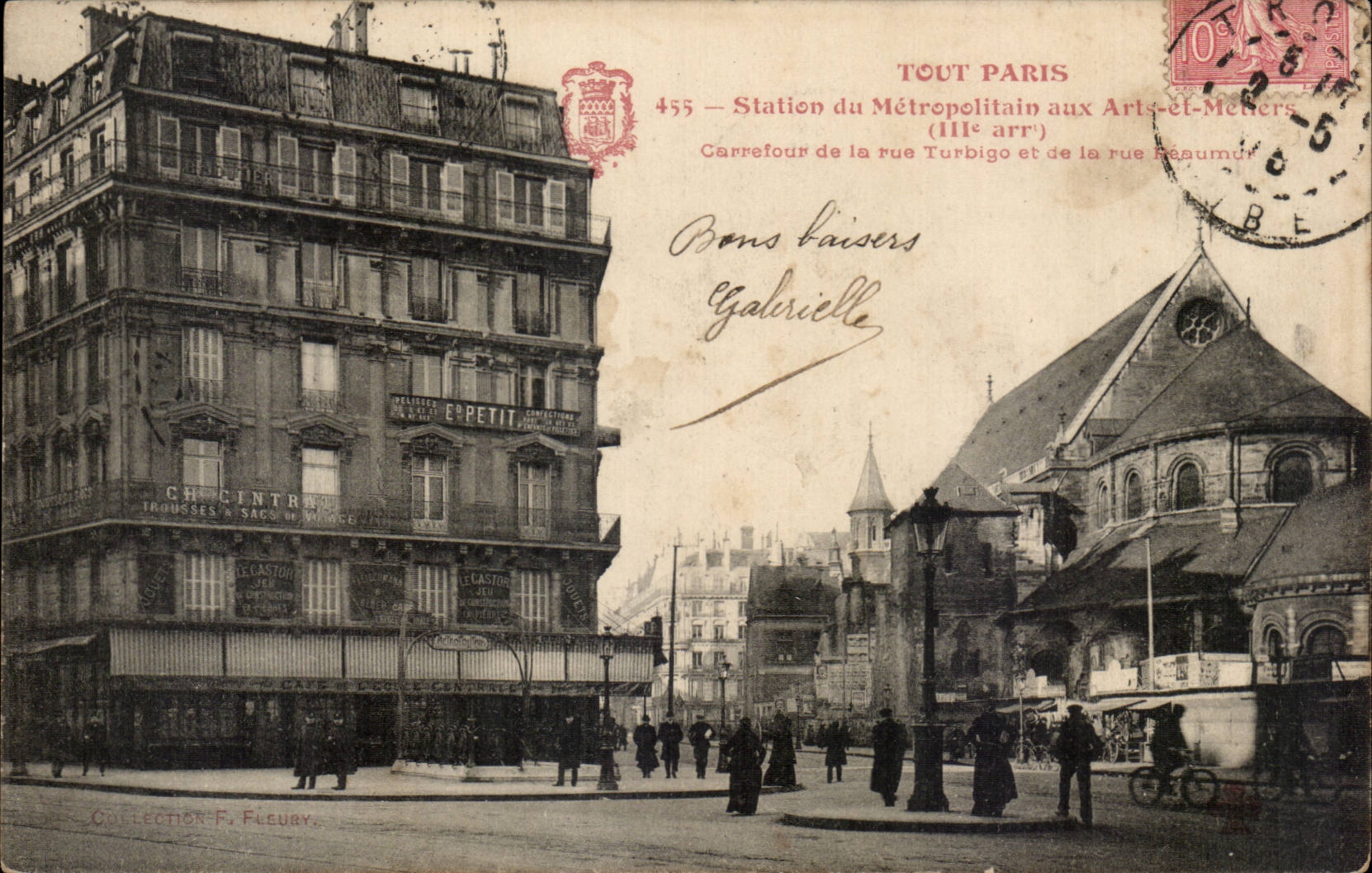Paris CPA Stattion du Metropolitain aux Arts et Metiers Carrefour de la Rue Turbigo et de la rue Reaumur