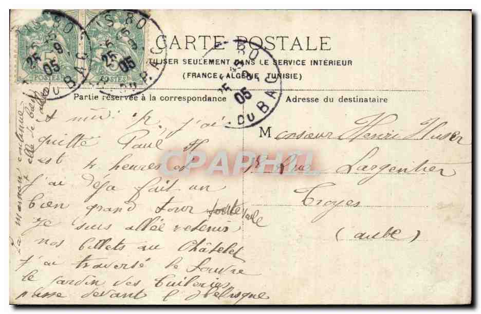 Paris CPA La gare du Nord — Rückseite