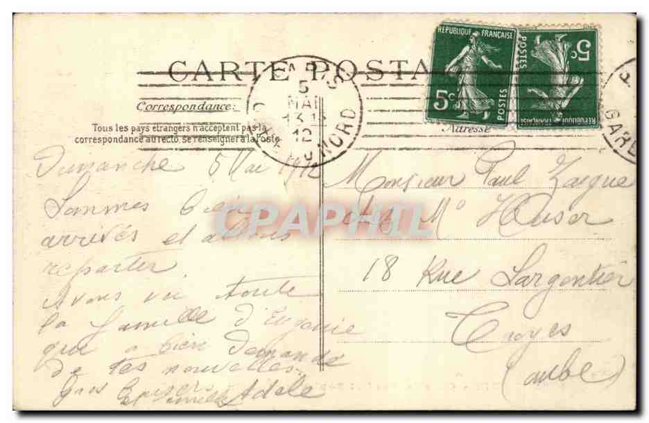 Paris CPA La gare du Nord et boulevard Denain — Rückseite