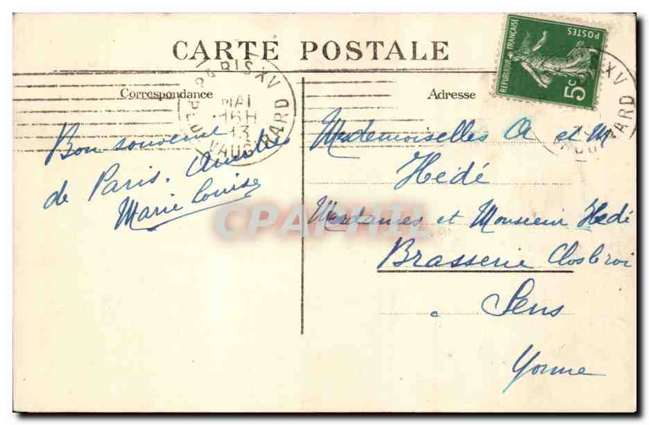 Paris CPA Vue generale de la gare de l'Est et place de Strasbourg — Rückseite