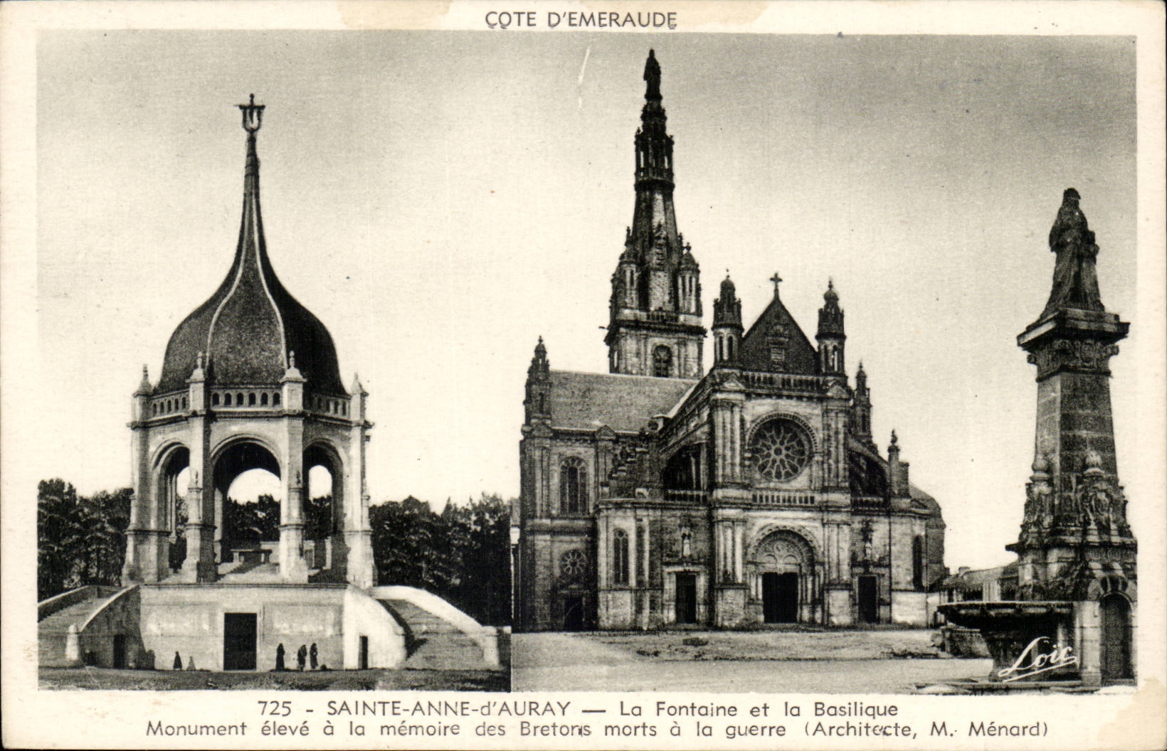 Sainte Anne d'auray CPA La fontaine et la basilique 