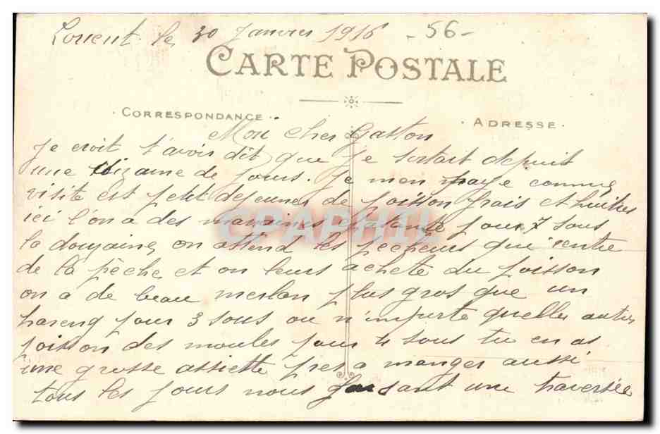 Lorient — Vue vers le Pont du chemin de fer — Au premier plan, le Pont Gueydon — Artaud et Nozais, Nantes, n°170 — Rückseite