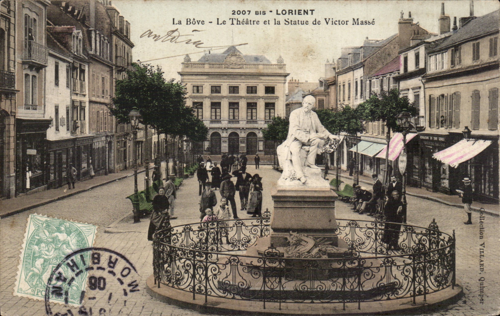La Bôve - Le Théâtre et la Statue de Victor Massé — Lorient, éditée par Gimpot