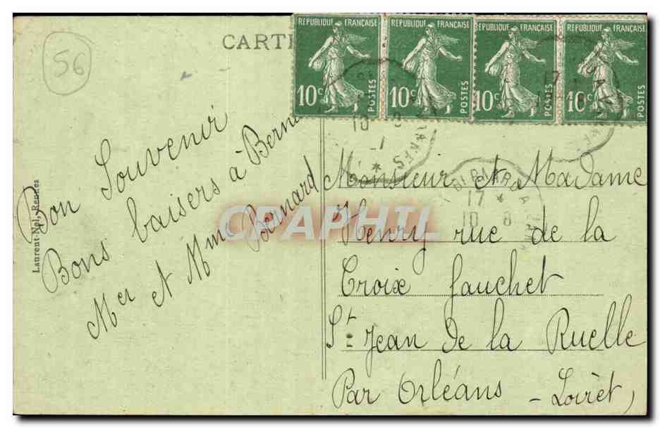Environ de Muzillac - PENLAN - Roche Vilaine — Carte postale ancienne — Back