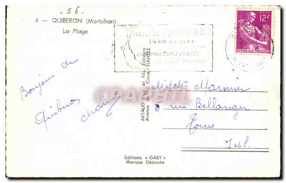 Quiberon CPA La plage — Rückseite