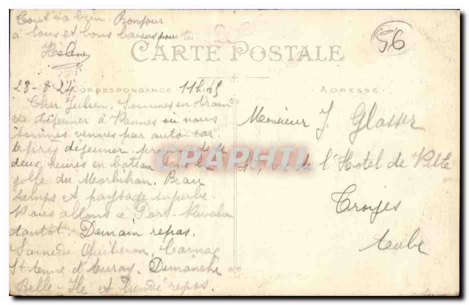 Morbihan CPA Costumes de Plivigner pres Auray TOP (folklore) — Rückseite