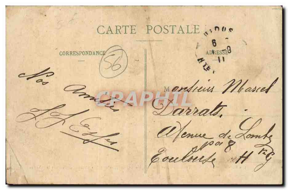 Environ d'AURAY — Trois Mariages Réunis — Mariés, Garçons et Filles d'Honneur dansant le Jabadao — Collection H. Laurent, Port-Louis — Rückseite