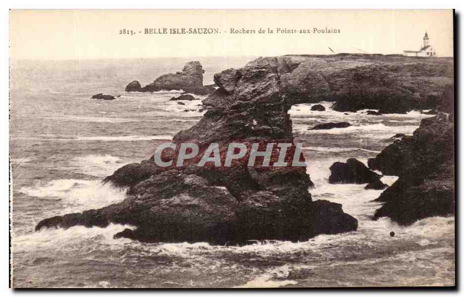 Belle-Île-Sauzon — Felsen der Pointe-aux-Poulains — Verlag Laurent Nel, Kerassé