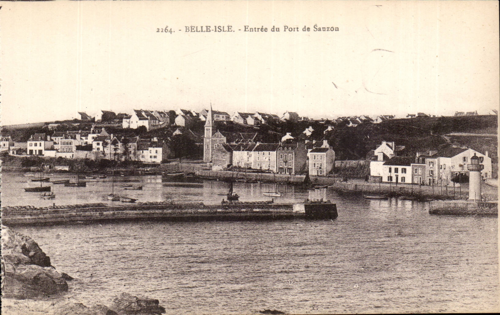 Belle-Île - Eingang zum Hafen von Sauzon — Verlag Laurent-Néi, Rennes, Nr. 2264