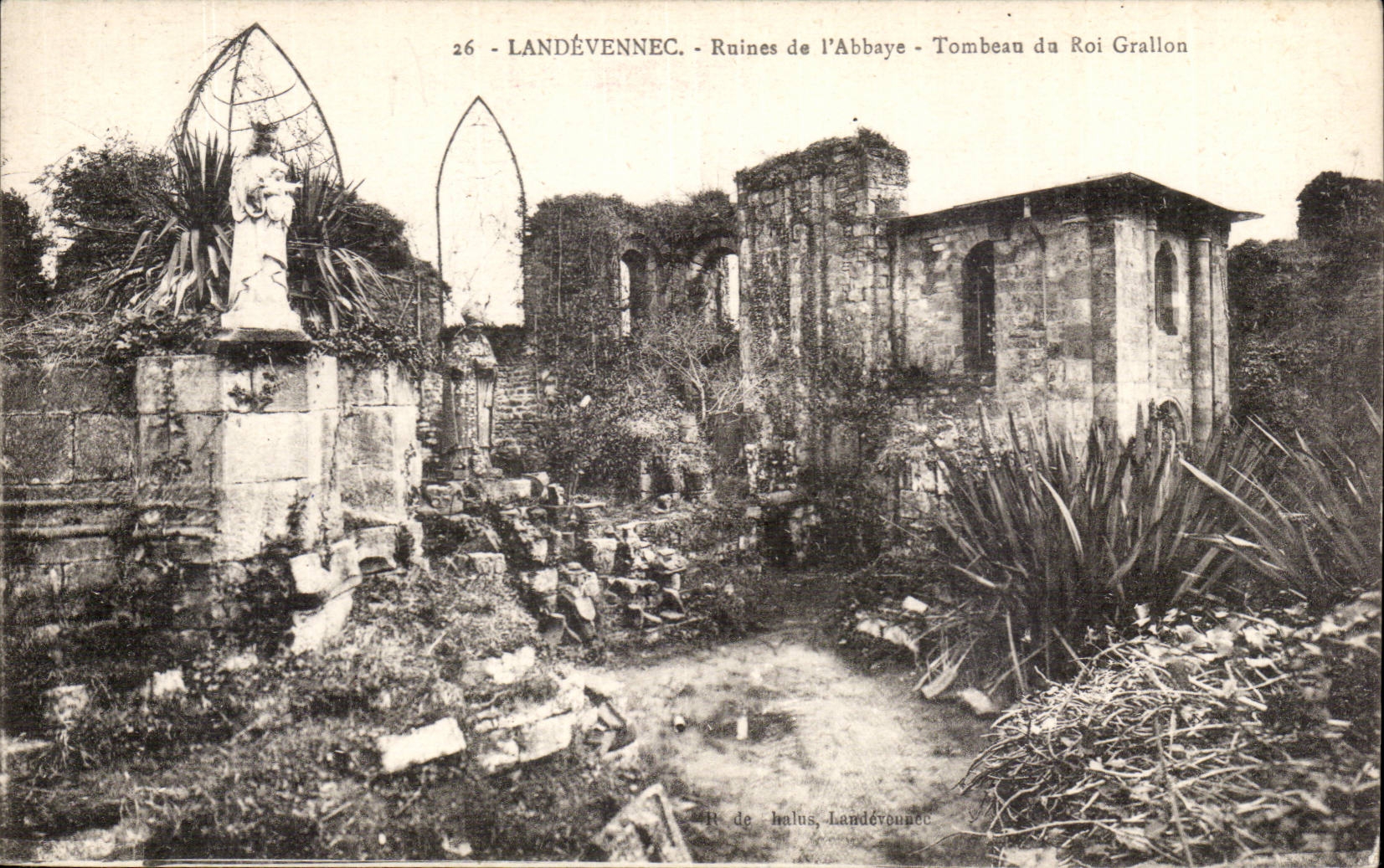 Landevennec CPA Ruines de l'abbaye Tombeau du roi Grallon