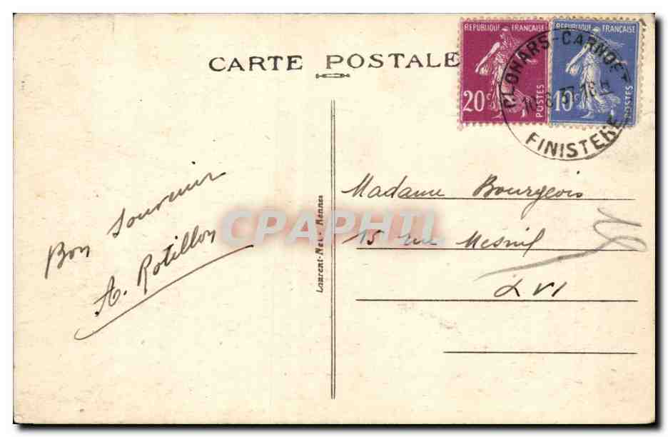 Le pouldu CPA Plage de Belle Angenay — Rückseite