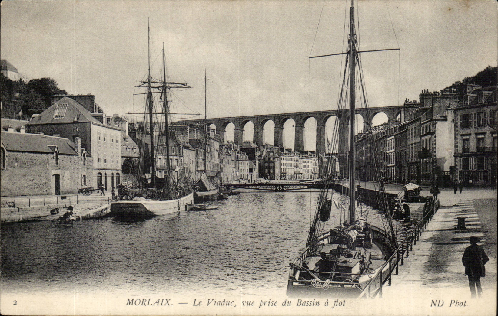 Morlaix — Le Viaduc, vue prise du Bassin à flot — ND Phot.