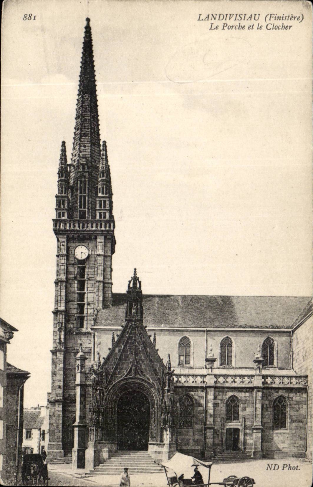 Landivisiau - Le Porche et le Clocher - CPA 
