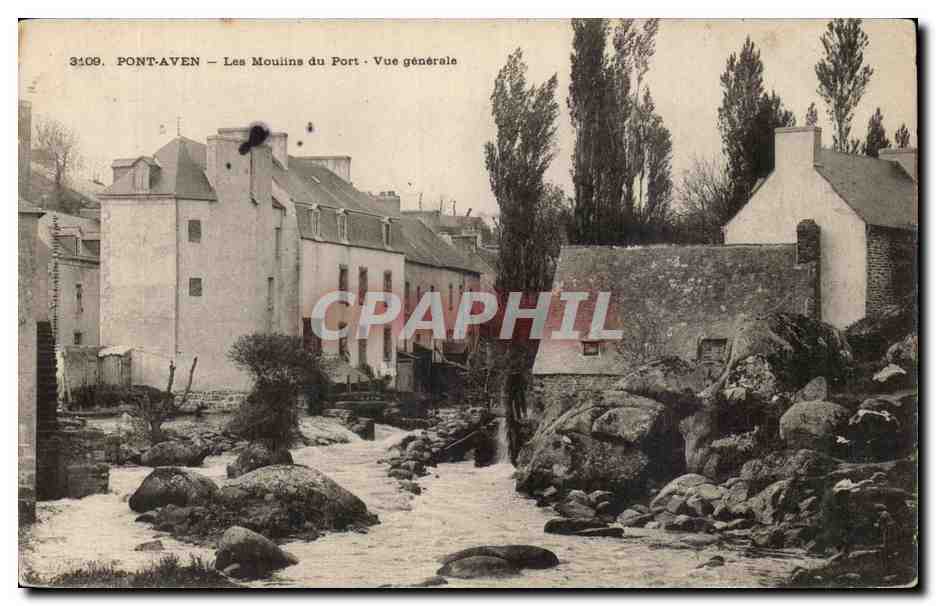 Pont Aven CPA Les moulins du port Vue generale