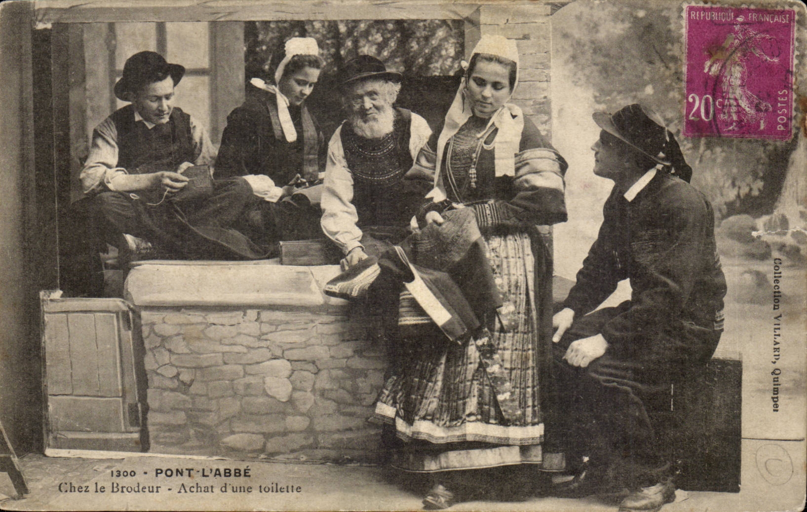 CPA pont l'abbe Chez le brodeur Achat d'une toilette TOP