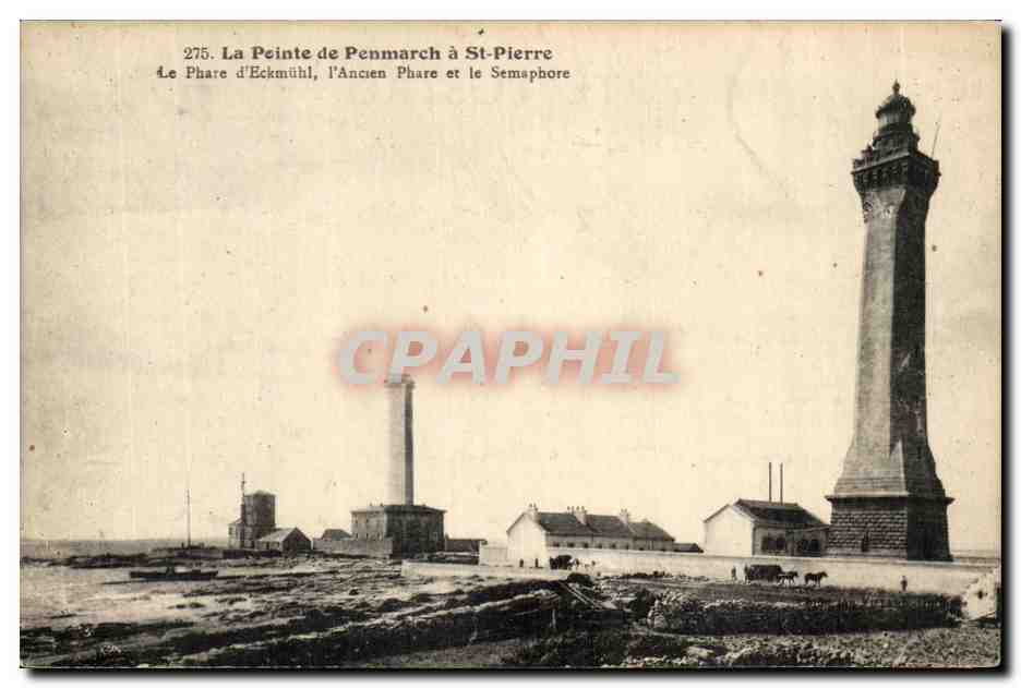 CPA La pointe de Penmarch a St Pierre Phare d'Eckmuhl l'ancien phare et le semaphore (lighthouse)