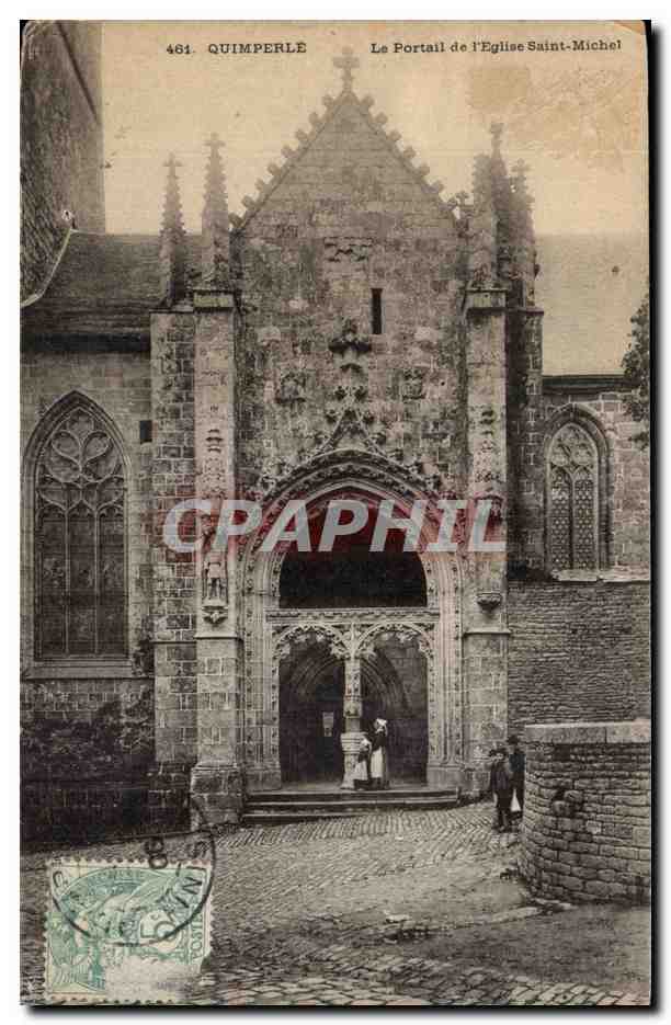 Quimperle CPA Le portail de l'eglise Saint Michel