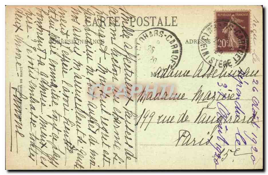 Le Pouldu CPA L'entree de la riviere grotte de Saint Julien — Rückseite