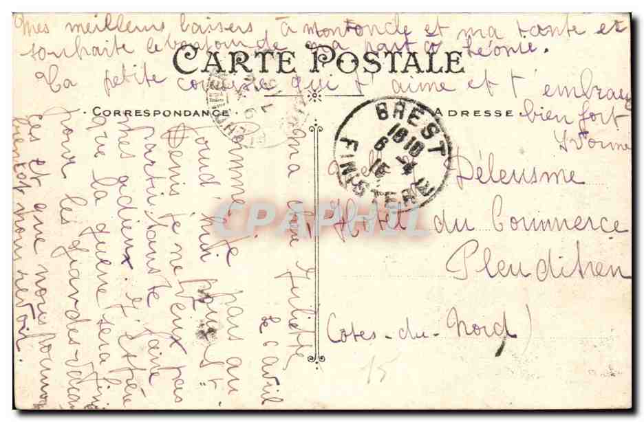 Brest CPA La grande rue et le port de guerre — Rückseite