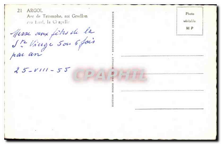 Argol — Triumphbogen, König Gradlon, im Hintergrund die Kapelle — Roger Mongat Edition — Rückseite
