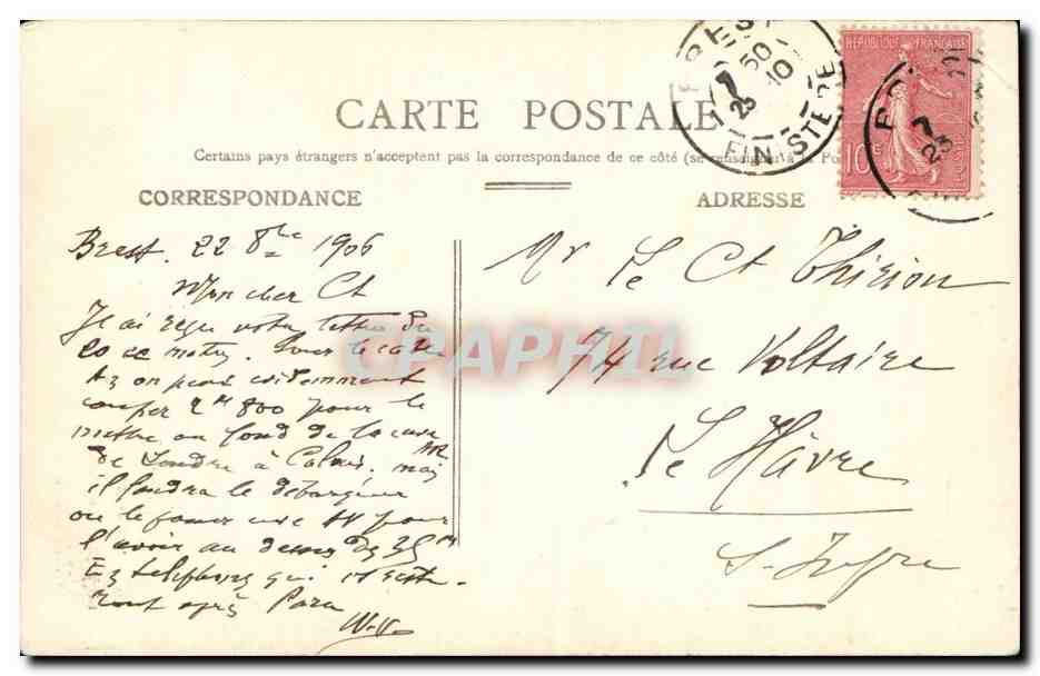 Brest — Tourelle avant d'un croiseur — Éditeur : Brest, n° 262 — Reverso
