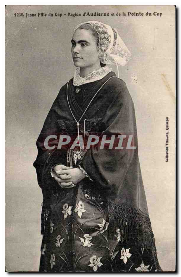 CPA Jeuen fille du cap Region d'Audierne et de la poiten du CAp TOP (folklore coiffe costume Bretagne)