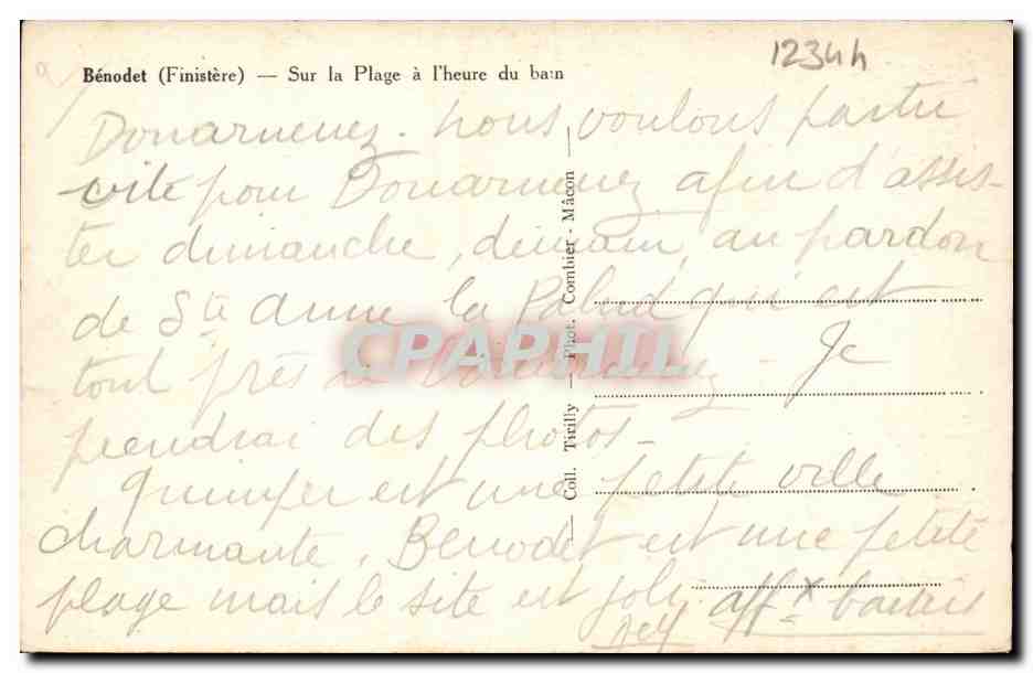 Benodet CPA Sur la plage a l'heure du bain — Rückseite