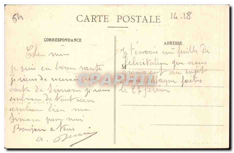 Badonviller — Invasion du 12 août 1914 — Cliché Emile Fournier — Rückseite