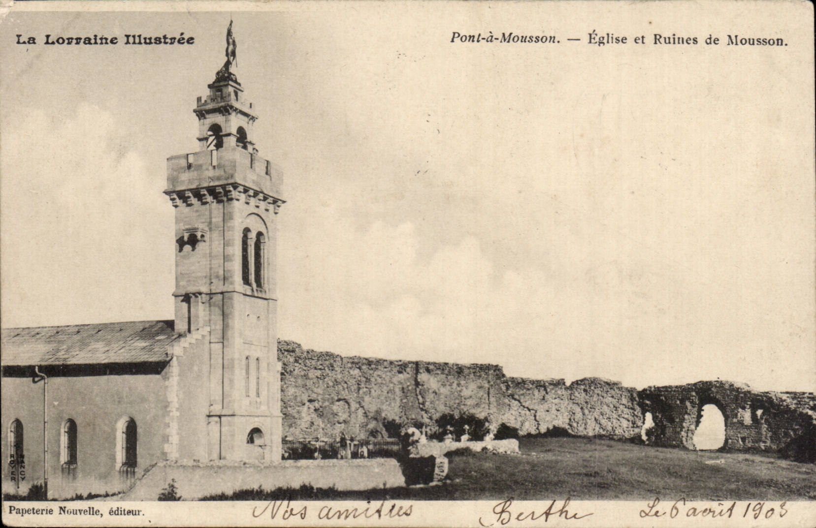 Pont-à-Mousson — Église et Ruines de Mousson — La Lorraine Illustrée, Papeterie Nouvelle, éditeur