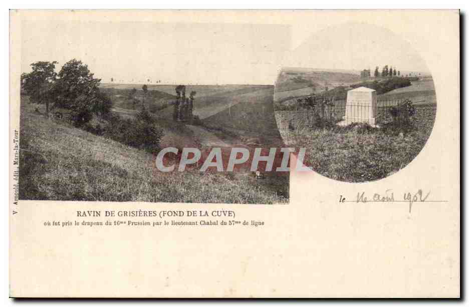 Ravin de Grisières (Fond de la Cuve) — prise du drapeau du 16ème Prussien par le lieutenant Chabal du 57ème de ligne — V. Arnould, Mers-la-Tour